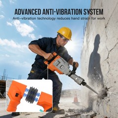 1500W/1700W Electric Demolition Jack Hammer 60J Concrete Breaker with Chisels