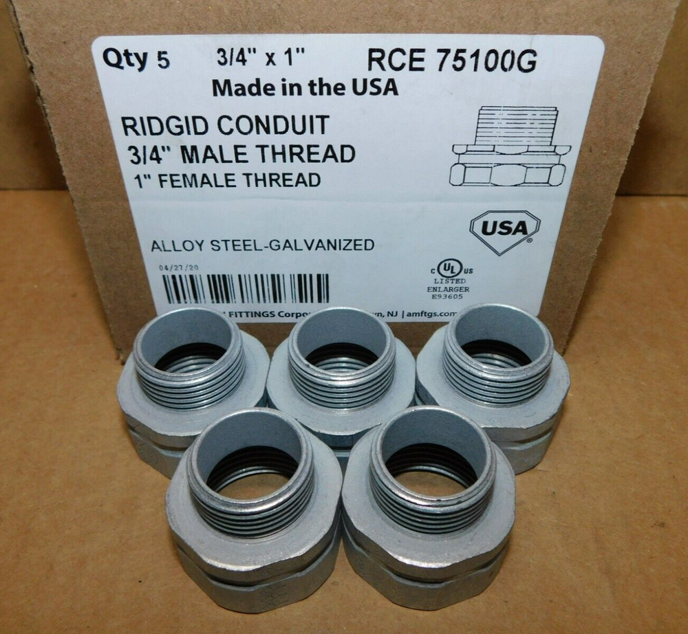 5 NEW 3/4″ To 1″ Inch Male to Female Conduit Enlarger Reducer Adapter USA Made