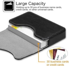 PU Leather Business Card Holder Name Card Bag Wallet Case Organizer -Black