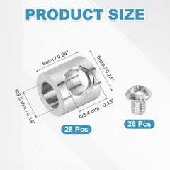 28 Pcs 6 x 6mm Single Hole Wire Rope Cable Clamp for 3.5mm Dia Cable, Silver