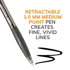 BIC Glide Black Retractable Ballpoint Pens Medium Point 1.0mm 12 Pack Smooth