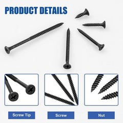 FVOLREM Wood Screws Assortment Kit, 168 PCS, High #6 x 1/2″, Black 168 pcs