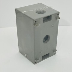 Eaton TP7074 1-Gang Cast Aluminum Weatherproof Deep Outlet Box W/Lugs Gray ~NEW~