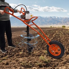 63cc 3hp Post Hole Digger Gas Powered Earth Auger Drill Wheeled w/11″ Auger Bit