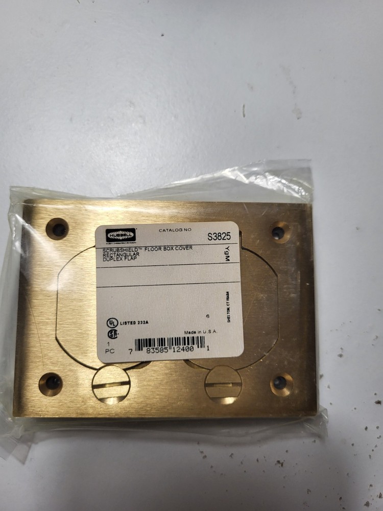 Hubbell – S3825 – Brass – Rectangular Scrubshield Floor Box Cover