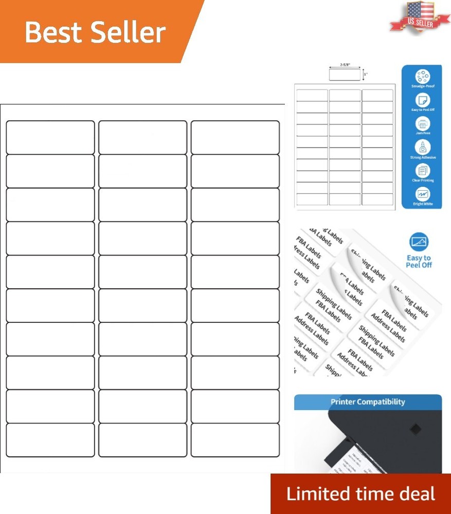 500 Sheets 1×2-5/8 Address Shipping Labels – Bulk Pack for Laser/Inkjet Printers