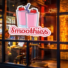 Food Truck Decals Smoothies Style A Restaurant & Food Concession Sign Pink