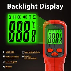 Laser Thermometer Gun NonContact Infrared Temperature Gun,58°F~986°F50°C~530°…