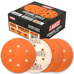 50 PCS 6 Inch 6 Hole Ceramic Sanding Discs P220 Grit, Hook and Loop Orbital