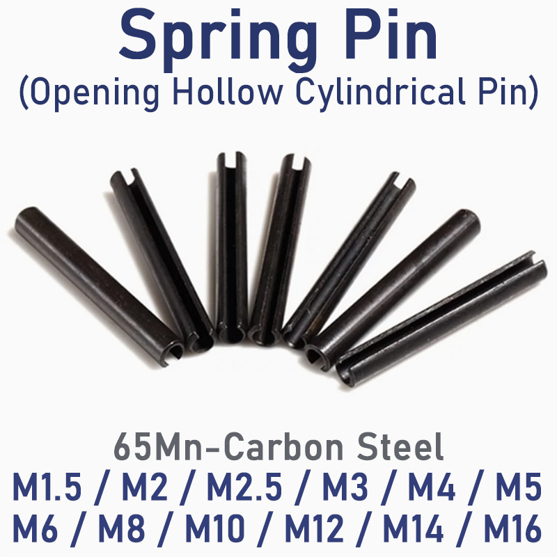 200pcs M.1.5~M16 65Mn Opening Spring Pins Carbon Steel Hollow Round Dowel Axle