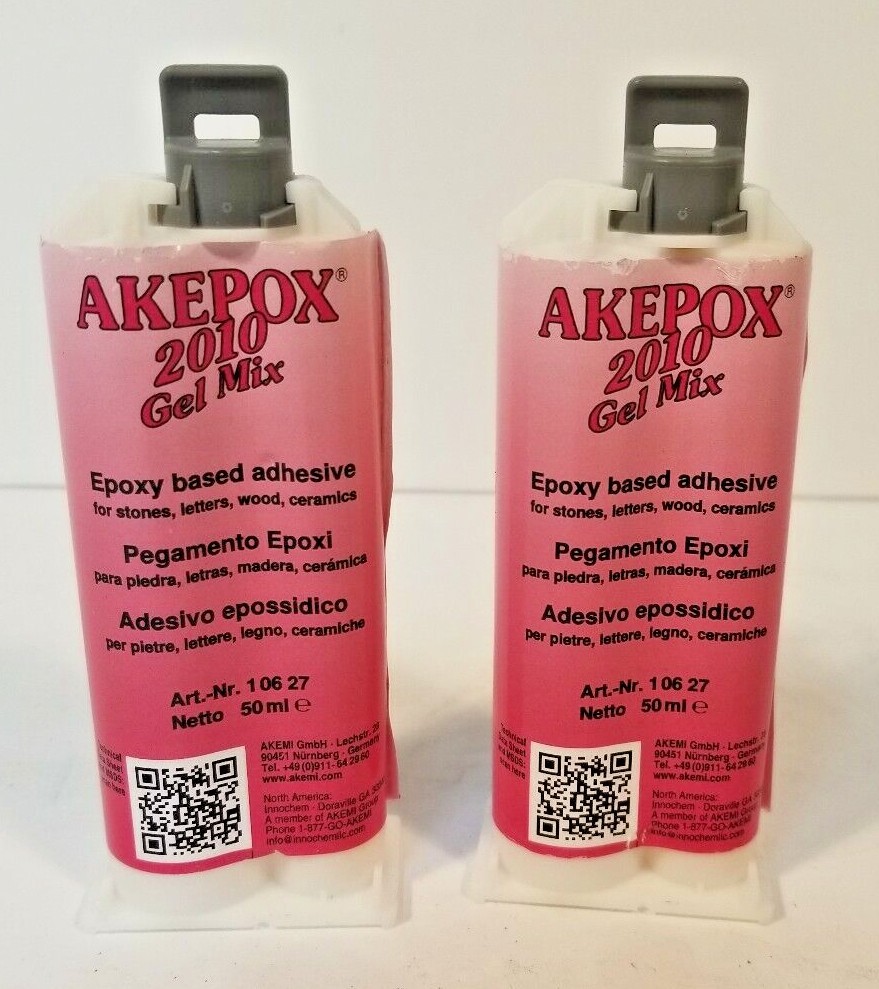 2 PACK – Akemi Akepox 2010 Gel-Mix 50ml Cartridge – Epoxy Based Adhesive **NEW**
