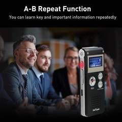 Compact 8GB Digital Recorder with A-B Repeat & Variable Speed Playback Features