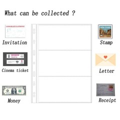 40 Sheets Currency Pages 3 Pockets Paper Money Protectors for 3 Ring Binders