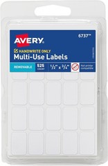 Multi-Use Removable Labels, 1/2″ X 3/4″, White, Non-Printable, 525 Blank Labels
