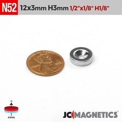 12mm x 3mm Hole 3mm N52 Strong Countersunk Ring Rare Earth Magnet 12x3mm