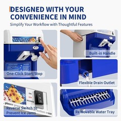 300LBS/H 500W Commercial Ice Shaver Electric Snow Cone Machine Ice Crusher