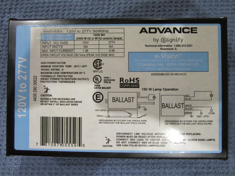 Philips Advance e-Vision IMH-150-H-LF Electronic Ballast 150W 1 Lamp (M102/M142)