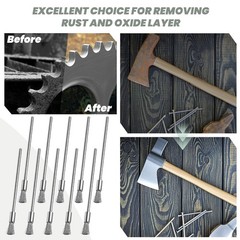 10 Pcs Wire Brush, Stainless Steel Extended Cleaning 6 millimeters, Silver