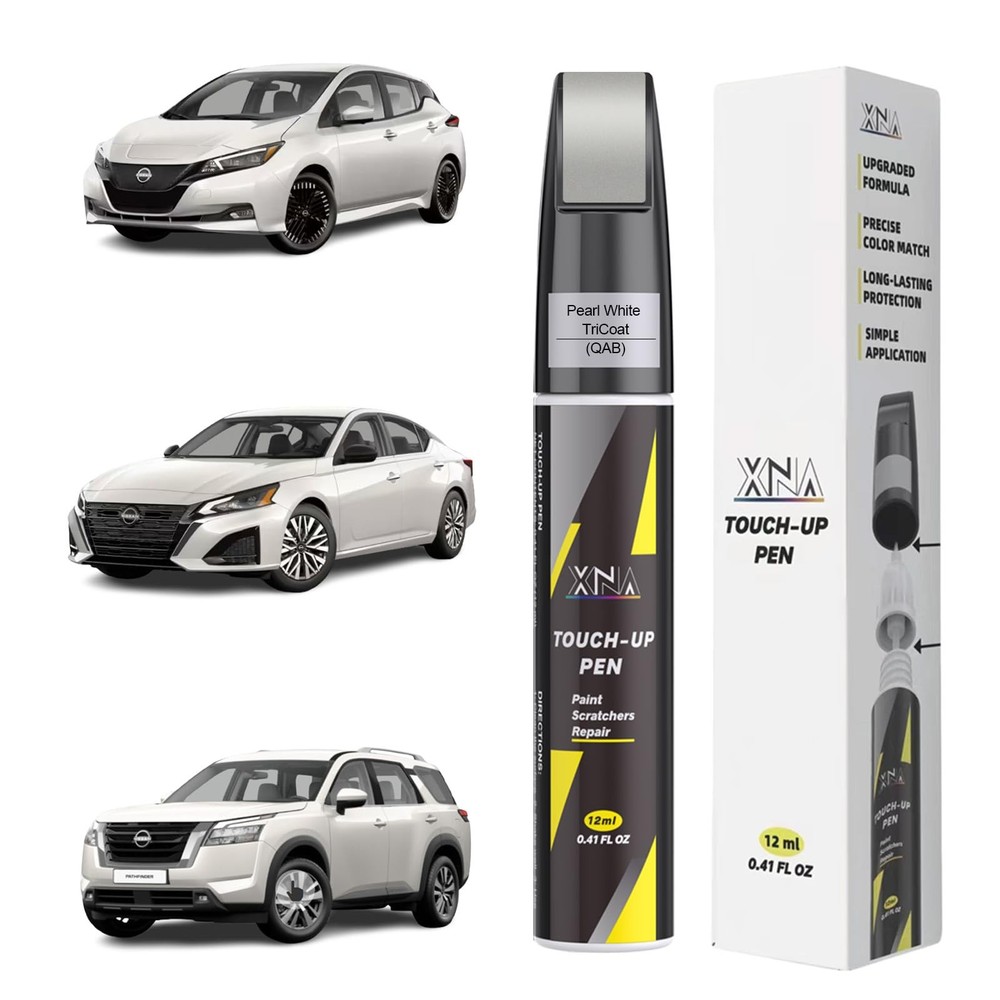 Pearl White TriCoat(QAB) for Nissan Touch Up Paint Pen, 2 in 1 Car Scratch Re…