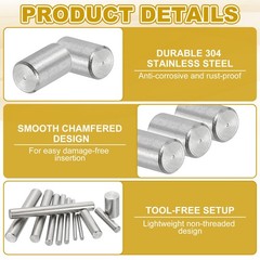 3mm x 5mm Dowel Pin 304 Stainless Steel 60 Pcs Metal Dowel for Shelves Silver