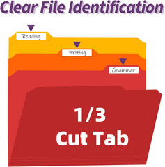 Plastic File Folders with Tabs, 6 Pack Colored Plastic Folders, 1/3 Cut Tabs