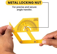 Compact Hand-Powered Protractor for Sloped, Inside & Outside Angles – Yellow