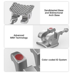 AZDENT Dental MIM Monoblock Orthodontic Brackets Braces Mini Roth/MBT Hooks 345