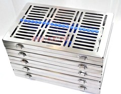 5GERMAN DENTAL AUTOCLAVE STERILIZATION CASSETTE TRAY INSTRUMENT 11.25X7.25X1.25″