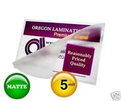 5 Mil MATTE 2-3/8 x 3-5/8 Drivers License size Hot Laminating Pouches (50/pack)