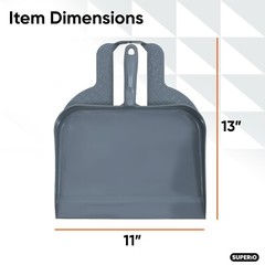Superio Heavy-Duty Durable Plastic Step Dustpan for Indoor and Outdoor Use, Grey