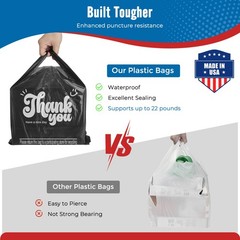 2000 Black Thank You T-Shirt Bags 12″ x 6.5″ x 21″ Plastic Grocery Shopping Bags