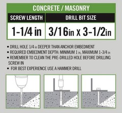 Everbilt Concrete Screws 1/4” X 1-1/4in Concrete Screws