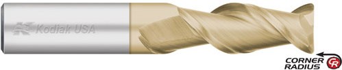 3/8 2 Flute Carbide Endmill 45° ZRN Coated with Corner Radius