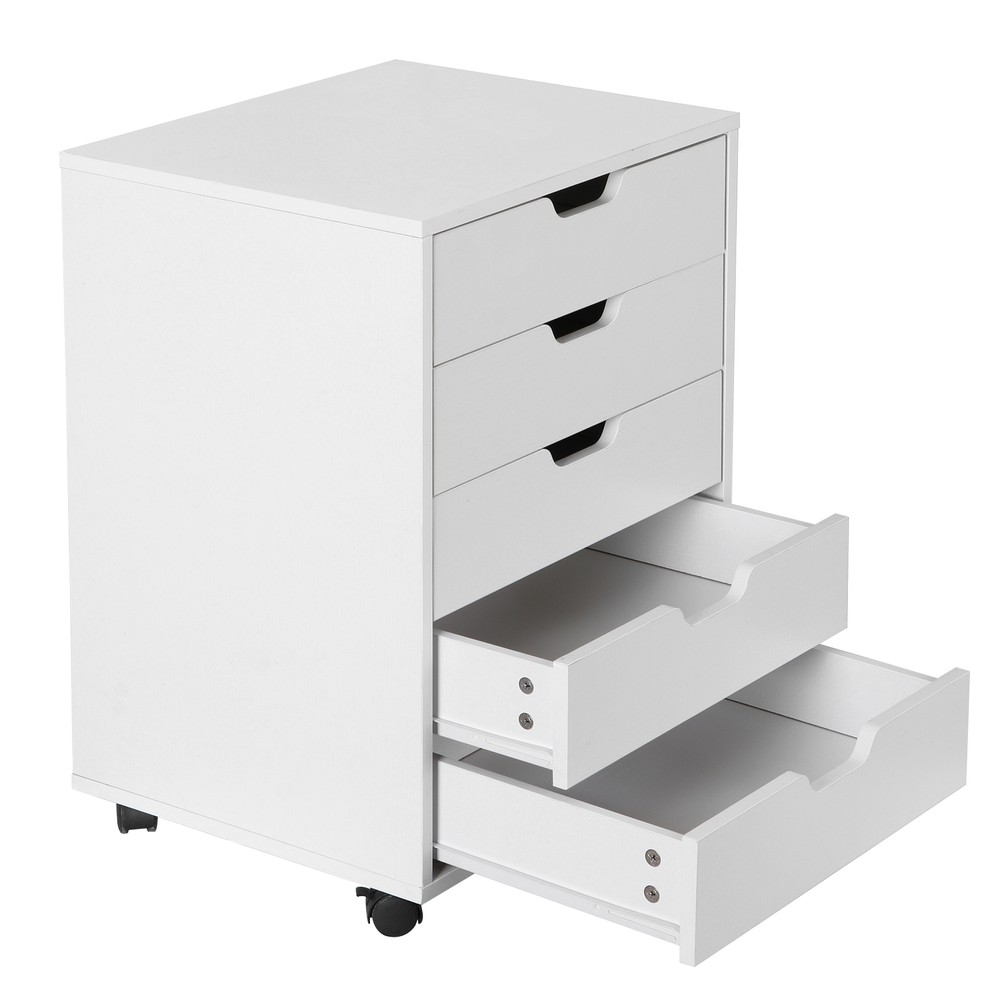 5 Drawer Dresser Rolling Clothing Storage Chest Beside Wall Mobile Store Clothes