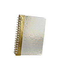 Spiral Journal 120 Pages Lined 8.12×6.25 Wire Bound Gold -White Hard Cover NWOT