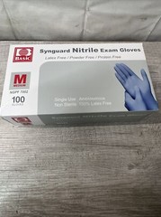 LOT OF 10 -Basic Synguard Nitrile Exam gloves (100 gloves) Medium latex-free