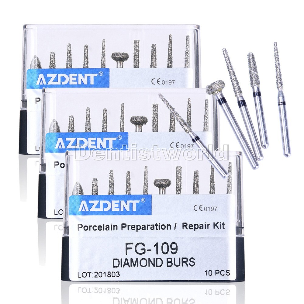 3PC Dental Clinic Diamond Burs Air Turbine Kit Z FG-109 for High Speed Handpiece