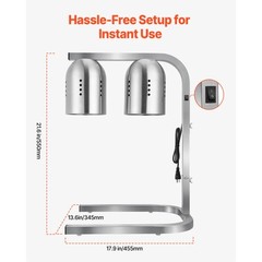 Commercial Food Heat Lamp with 500W Bulbs for Food Restaurant Kitchen