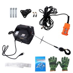 2-in-1 Portable Electric Hoist Power Winch 1100 lbs Wired Remote Control 1500W