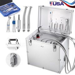 Dental Portable Mobile Delivery Unit Air Compressor Suction+Handpiece Kit 4 Hole