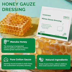 Greetmed Honey Gauze Dressing 2″ x 2″ Sterile Wound Care – Pack of 10