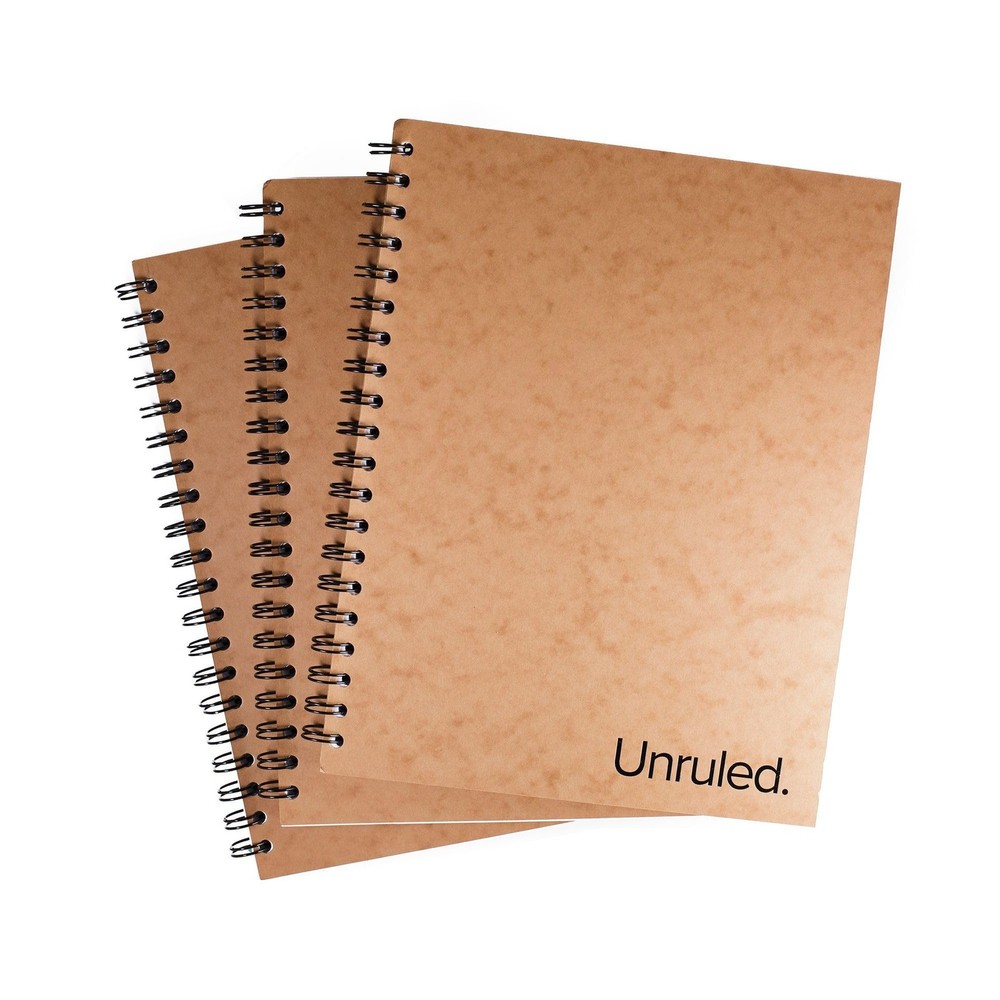 Unruled Classic Blank Spiral Notebook, 60lb Premium Plain 10.5″ x 8″, White