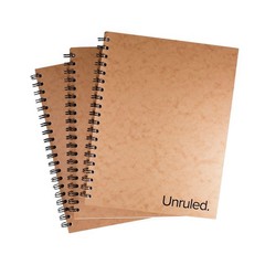 Unruled Classic Blank Spiral Notebook, 60lb Premium Plain 10.5″ x 8″, White