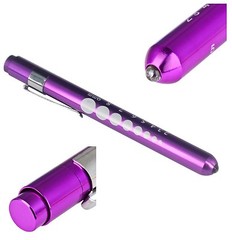 3Pocket Pink Purple Silver Aluminum LED Diagnostic Penlight Medical Pupil Gauge