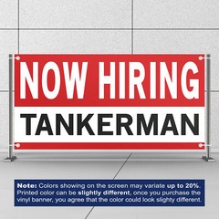 Now Hiring Tankerman 13 oz Heavy Duty Vinyl Banner Jobs Available Help Wanted
