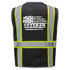 U.S MILITARY VETERAN U.S FLAG SAFETY PPE FOR WORK REFLECTIVE VEST SIZE M-4XL