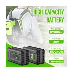 2 Packs 80V 3.5Ah Lithium Battery Replace for Greenworks 80V Battery GBA80400…