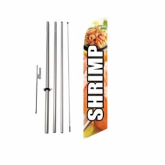 Shrimp – Seafood Mariscos 15ft Feather Banner Swooper Flag Kit with pole & spike