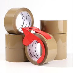 Brown Packing Tape 6 Rolls Heavy Duty Packing Tape with 1 Dispenser – 2.5Mil X 1