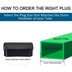 Rectangular Plastic End Caps For Tubing Blanking Plugs Inserts Furniture Feet